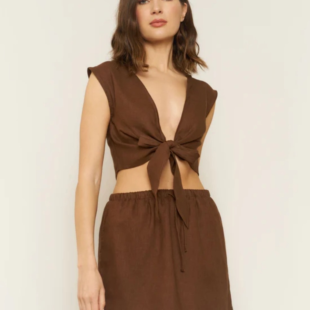 Whimsy and Row Valentina Top in Chocolate Linen